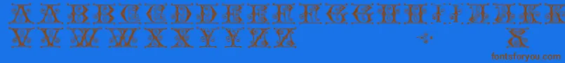 Gingerbread-Schriftart – Braune Schriften auf blauem Hintergrund