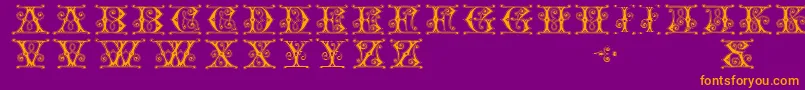 Gingerbread-Schriftart – Orangefarbene Schriften auf violettem Hintergrund