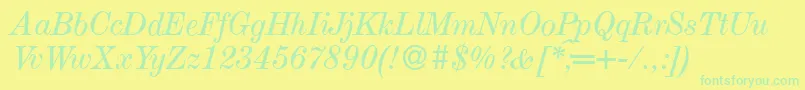 ModestoItalic Font – Green Fonts on Yellow Background