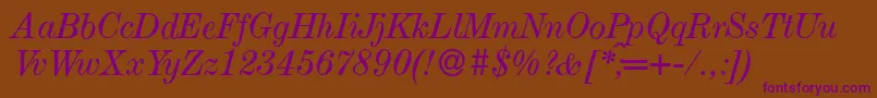 ModestoItalic-Schriftart – Violette Schriften auf braunem Hintergrund