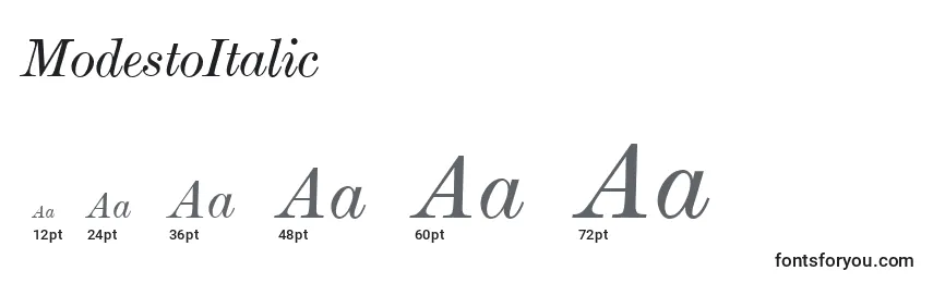 Размеры шрифта ModestoItalic