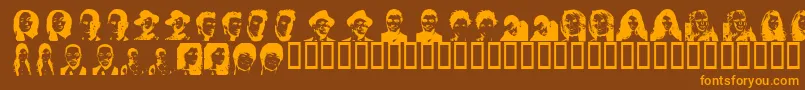 CelebFaces-Schriftart – Orangefarbene Schriften auf braunem Hintergrund