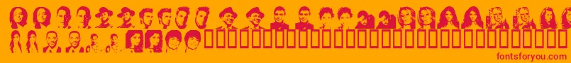 CelebFaces-Schriftart – Rote Schriften auf orangefarbenem Hintergrund