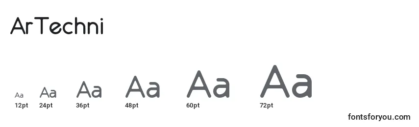 Размеры шрифта ArTechni