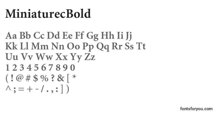 A fonte MiniaturecBold – alfabeto, números, caracteres especiais