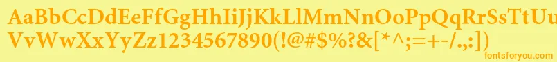 MiniaturecBold-Schriftart – Orangefarbene Schriften auf gelbem Hintergrund