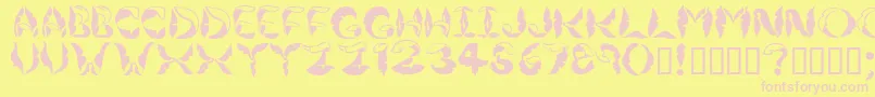 Jungleleaves-fontti – vaaleanpunaiset fontit keltaisella taustalla