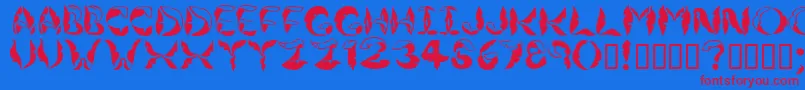 Jungleleaves-fontti – punaiset fontit sinisellä taustalla