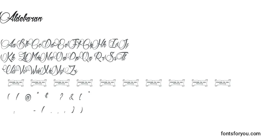 Aldebaran-fontti – aakkoset, numerot, erikoismerkit