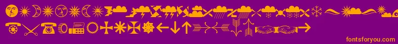 Więcej informacji o czcionce Ozdoby Czcionka Ozdoby – pomarańczowe czcionki na fioletowym tle