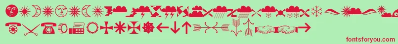 Ozdoby-Schriftart – Rote Schriften auf grünem Hintergrund