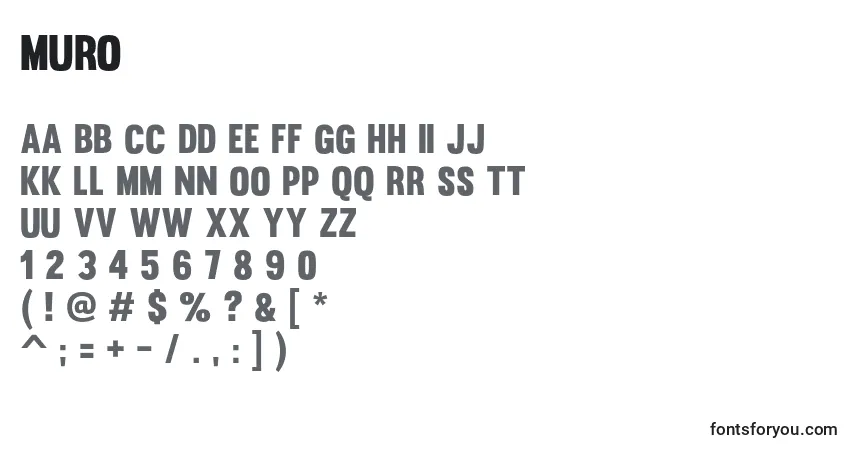 Шрифт Muro – алфавит, цифры, специальные символы