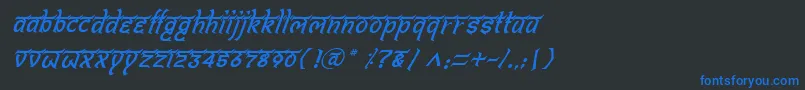 フォントBitlingshivomItalic – 黒い背景に青い文字