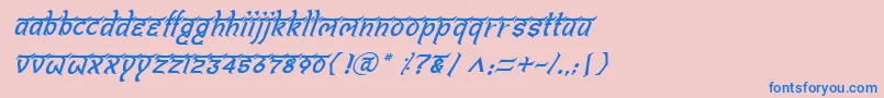 フォントBitlingshivomItalic – ピンクの背景に青い文字