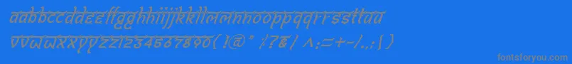 フォントBitlingshivomItalic – 青い背景に灰色の文字