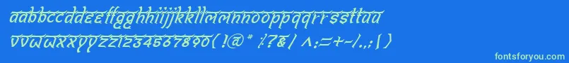 Czcionka BitlingshivomItalic – zielone czcionki na niebieskim tle