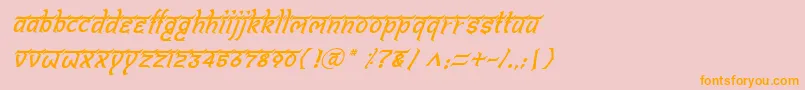 フォントBitlingshivomItalic – オレンジの文字がピンクの背景にあります。