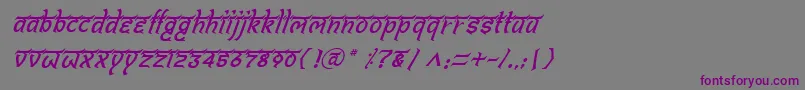 フォントBitlingshivomItalic – 紫色のフォント、灰色の背景