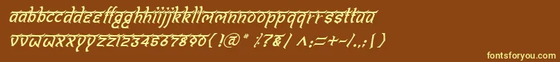 フォントBitlingshivomItalic – 黄色のフォント、茶色の背景