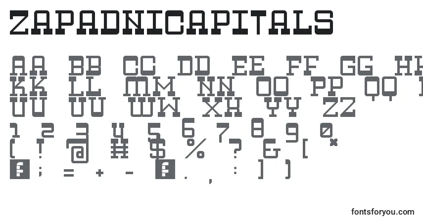 ZapadniCapitals-fontti – aakkoset, numerot, erikoismerkit