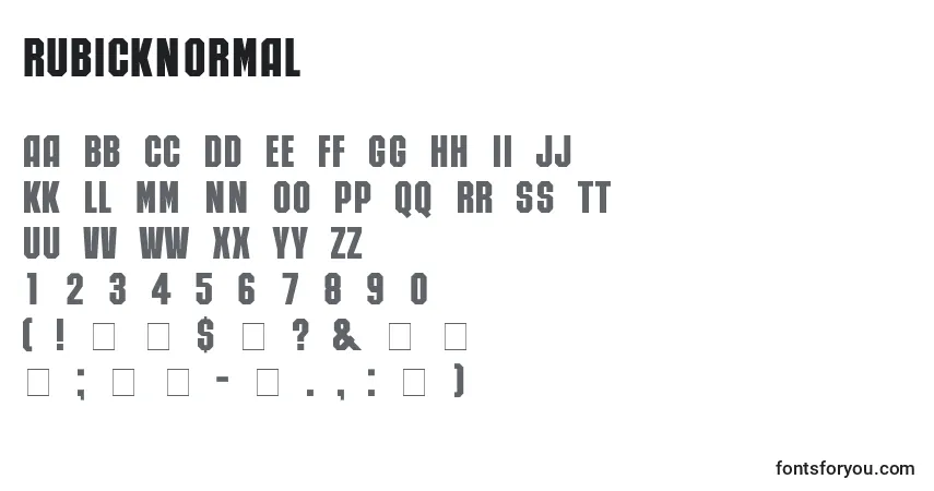 RubickNormal-fontti – aakkoset, numerot, erikoismerkit