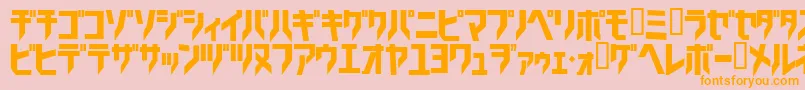 フォントTricrg – オレンジの文字がピンクの背景にあります。