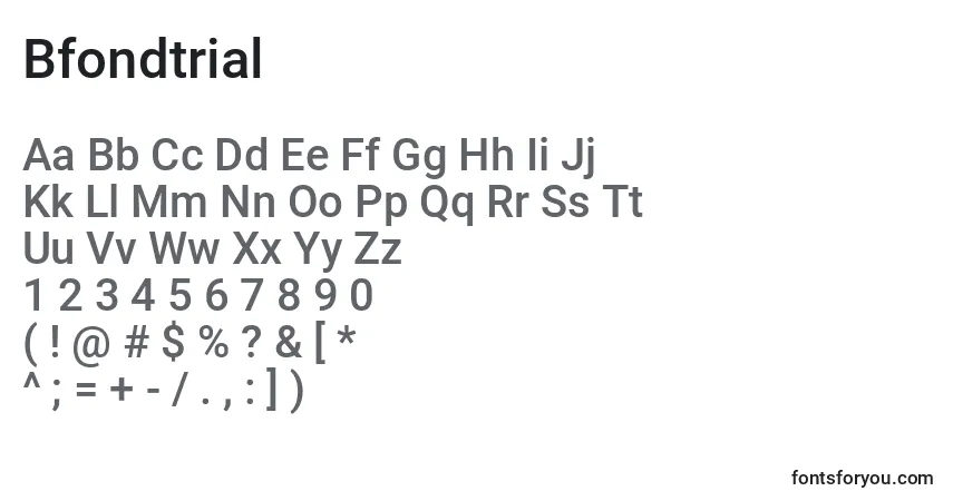 A fonte Bfondtrial – alfabeto, números, caracteres especiais
