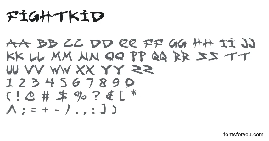A fonte Fightkid – alfabeto, números, caracteres especiais