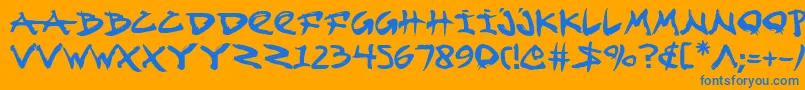 Fightkid Font – Blue Fonts on Orange Background