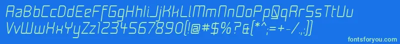 Czcionka Moon15i – zielone czcionki na niebieskim tle