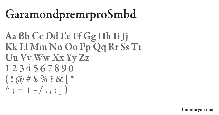 Czcionka GaramondpremrproSmbd – alfabet, cyfry, specjalne znaki