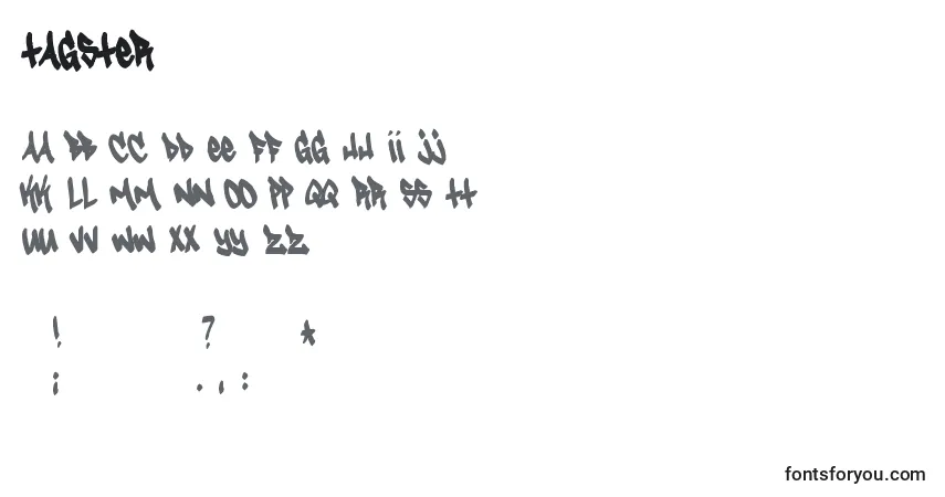 Czcionka Tagster – alfabet, cyfry, specjalne znaki