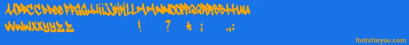 Tagster Font – Orange Fonts on Blue Background