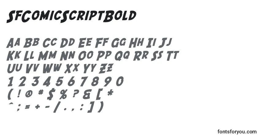 Schriftart SfComicScriptBold – Alphabet, Zahlen, spezielle Symbole
