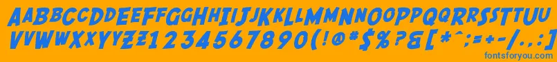 SfComicScriptBold-Schriftart – Blaue Schriften auf orangefarbenem Hintergrund