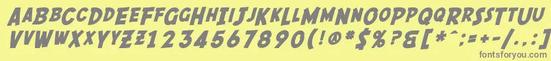 SfComicScriptBold-fontti – harmaat kirjasimet keltaisella taustalla