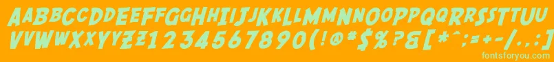 SfComicScriptBold-Schriftart – Grüne Schriften auf orangefarbenem Hintergrund