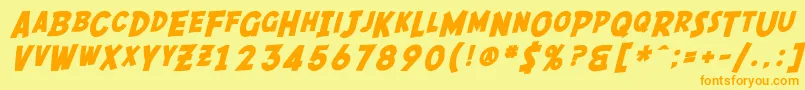 Шрифт SfComicScriptBold – оранжевые шрифты на жёлтом фоне
