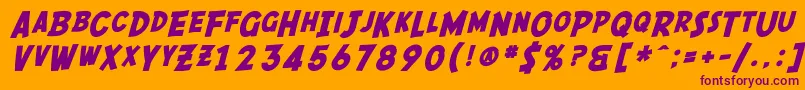 SfComicScriptBold-Schriftart – Violette Schriften auf orangefarbenem Hintergrund