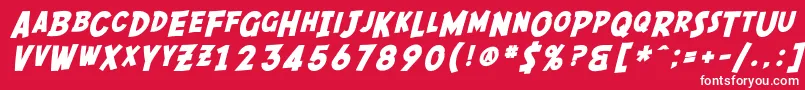 Czcionka SfComicScriptBold – białe czcionki na czerwonym tle