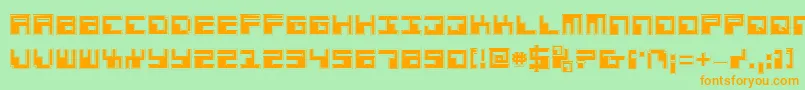 PhaserBankPro Font – Orange Fonts on Green Background