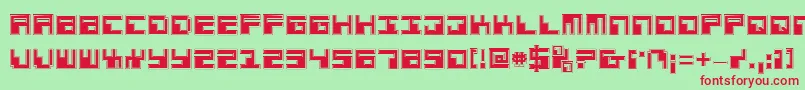 PhaserBankPro-fontti – punaiset fontit vihreällä taustalla