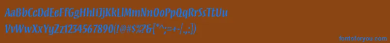 MezzstdSemibold-Schriftart – Blaue Schriften auf braunem Hintergrund