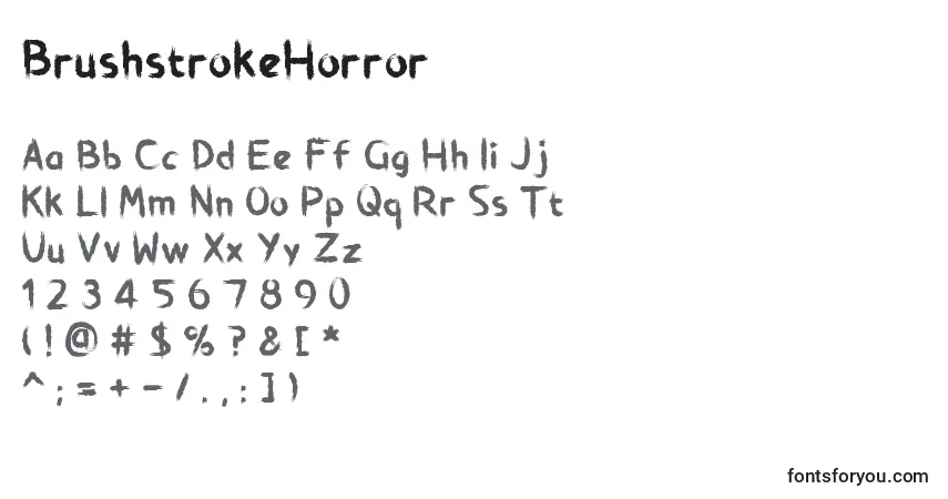 A fonte BrushstrokeHorror – alfabeto, números, caracteres especiais