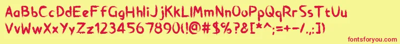 BrushstrokeHorror Font – Red Fonts on Yellow Background