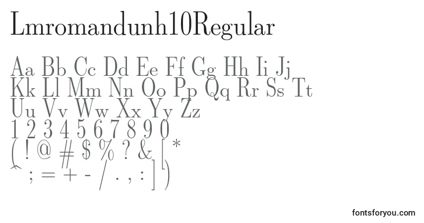 Lmromandunh10Regularフォント–アルファベット、数字、特殊文字