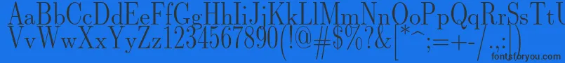 フォントLmromandunh10Regular – 黒い文字の青い背景