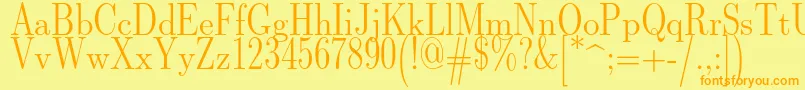 Lmromandunh10Regular-Schriftart – Orangefarbene Schriften auf gelbem Hintergrund