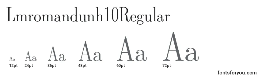 Размеры шрифта Lmromandunh10Regular