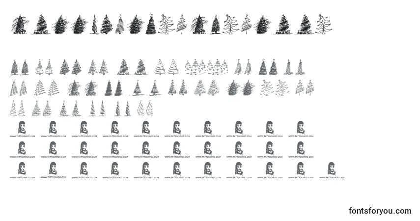 MerryChristmasTrees-fontti – aakkoset, numerot, erikoismerkit